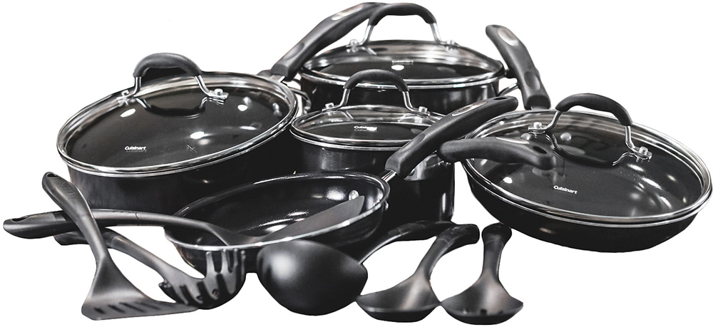 Cuisinart 15-Piece Ceramic-Coated Cookware Set Black H57-15CBKGR - Best Buy