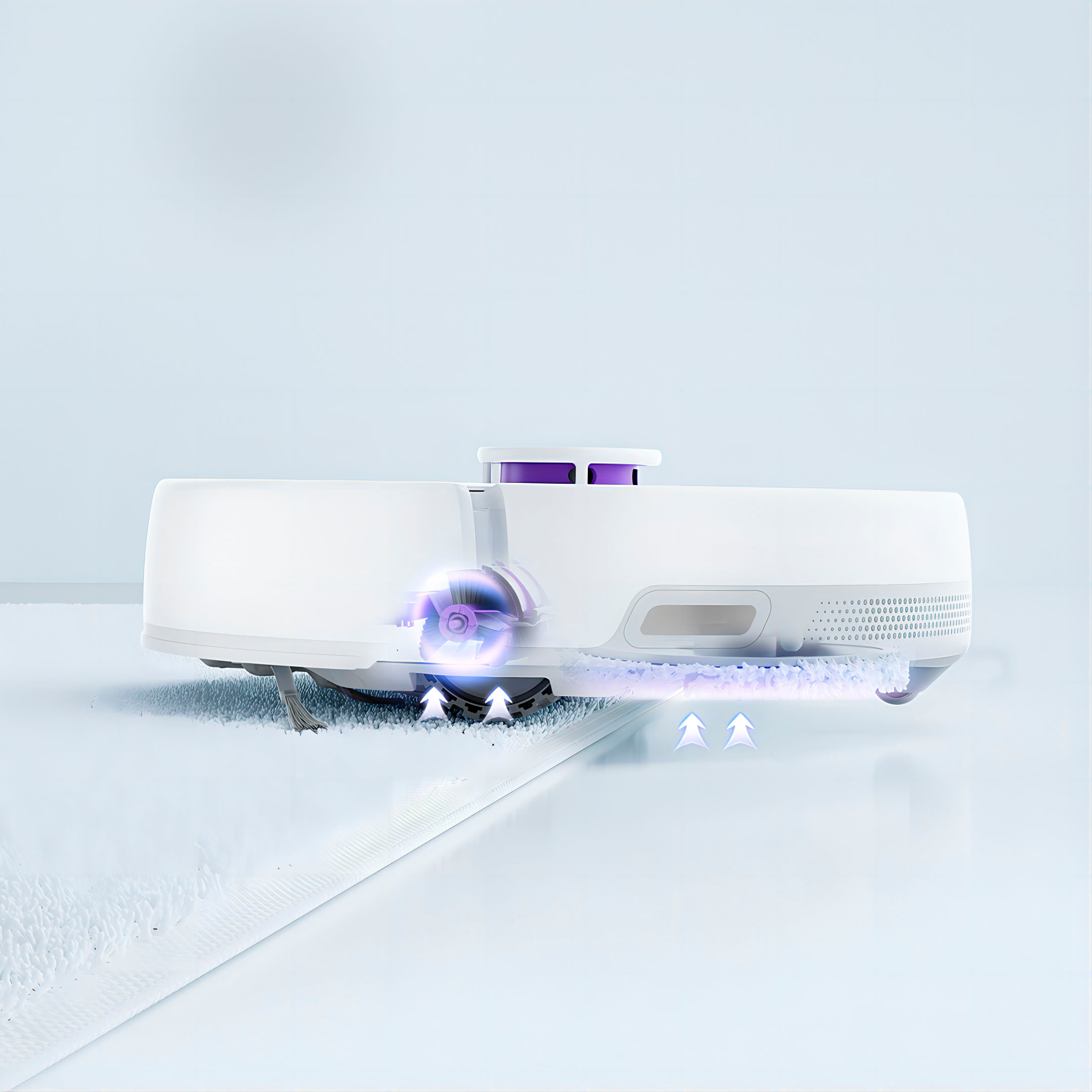 Left View: Roborock - Q8 Max Plus WiFi Connected Robot Vacuum and Mop with Self-Empty Dock, DuoRoller Brush, 5500 Pa Strong Suction - White