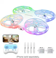 Snaptain - K30 Mini 720P HD Camera Drone with Colorful Lighting and Remote Controller - White - Front_Zoom
