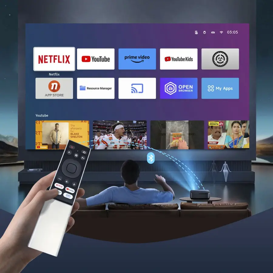 The text on the image reads:

03:05 NETFLIX YouTube prime video YouTube Kids Netflix APP STORE Resource Manager OPEN BROWSER 0 0. My Apps Youtube RT IT The afterparty for BLAKE SHELTON F. la F. m SUC  E - A PRUBO < NETFLIX - -S