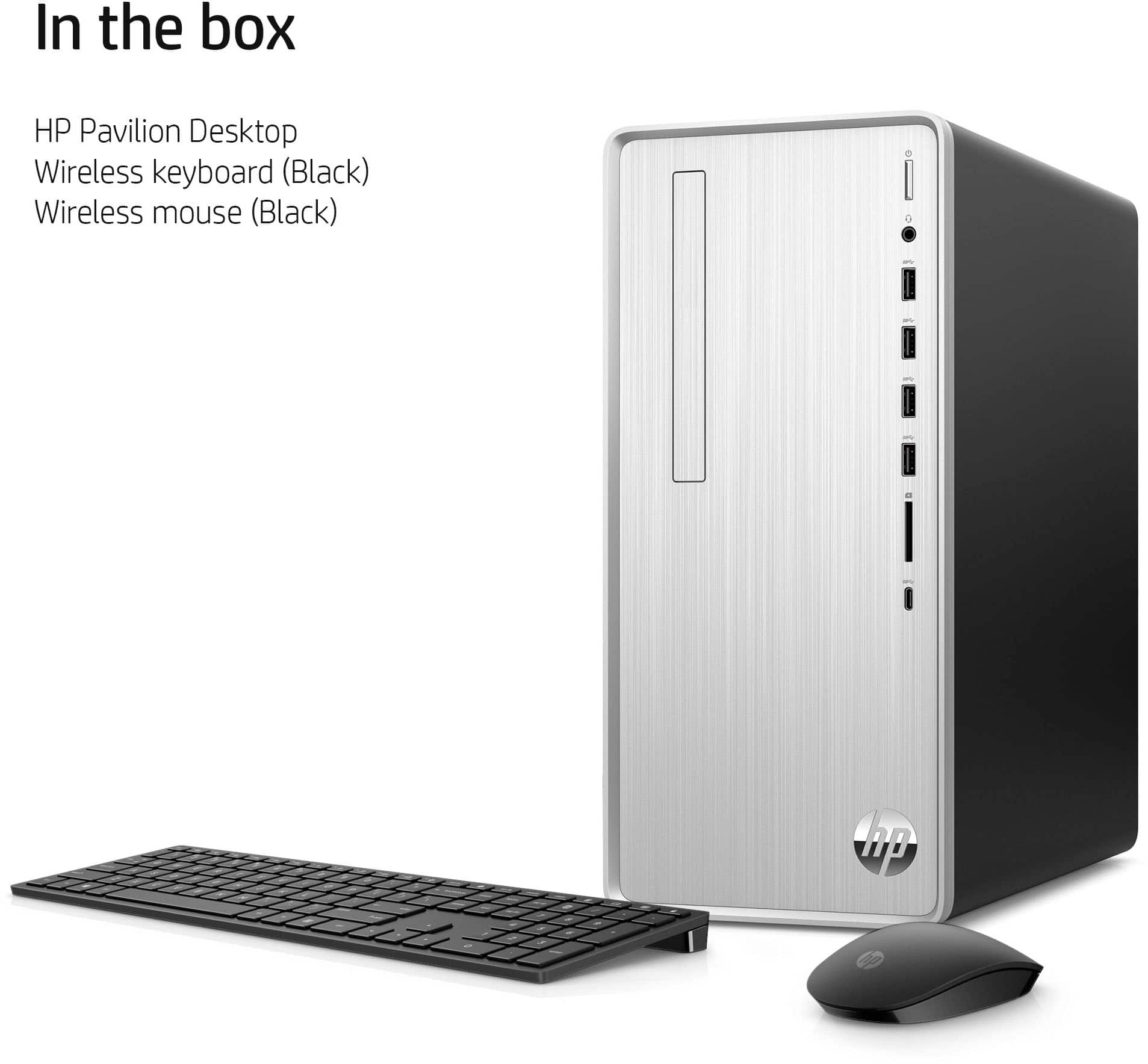 Back View: HP - Pavilion Desktop - AMD Ryzen 7 - 32GB Memory - NVIDIA GeForce RTX 3050 - 1TB SSD - Natural Silver