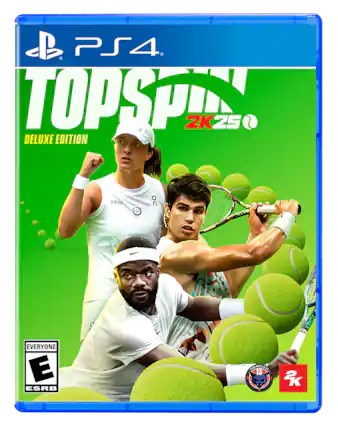 PS4. TOPSPIN 2K25 X DELUXE EDITION. Infosys + Yonex. ESRB RATING: E (for Everyone). - E (Everyone)