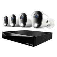 Night Owl - 12 Channel 4 Camera Indoor/Outdoor Wired 4K 1TB DVR Security System with 2-way Audio - Black/White - Front_Zoom