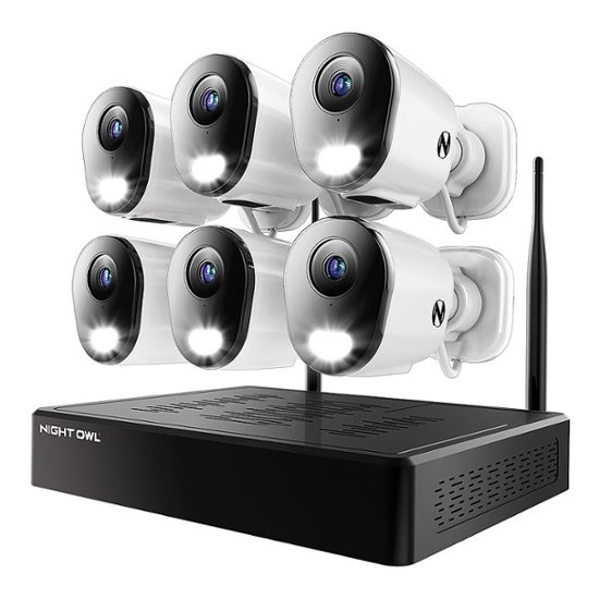 Front Zoom. Night Owl - 10 Channel 6 Camera Indoor/Outdoor Wireless 4K 1TB NVR Security System with 2-Way Audio - Black/White.