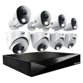 Night Owl - 12 Channel 8 Camera Indoor/Outdoor Wired 2K 2TB DVR Security System with 2-way Audio - Black/White