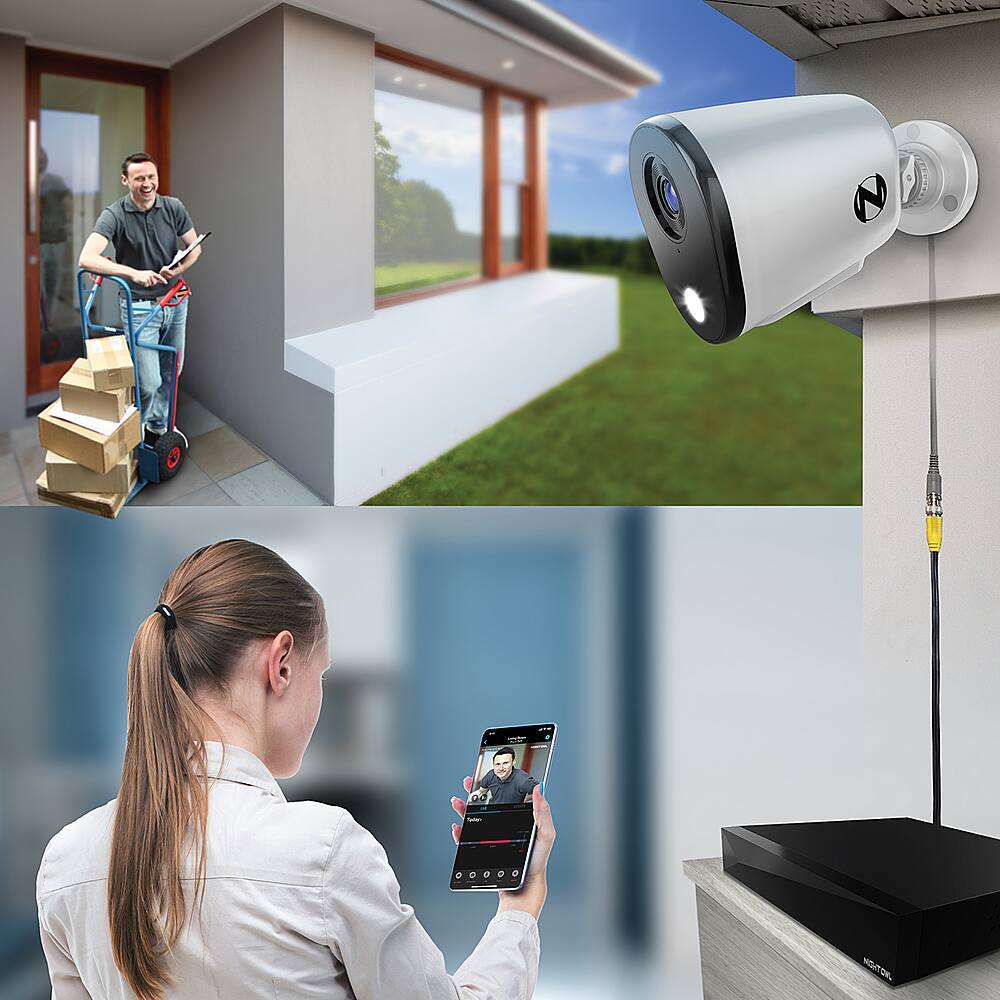 Alt View 12. Night Owl - 12 Channel 8 Camera Indoor/Outdoor Wired 2K 2TB DVR Security System with 2-way Audio - Black/White.