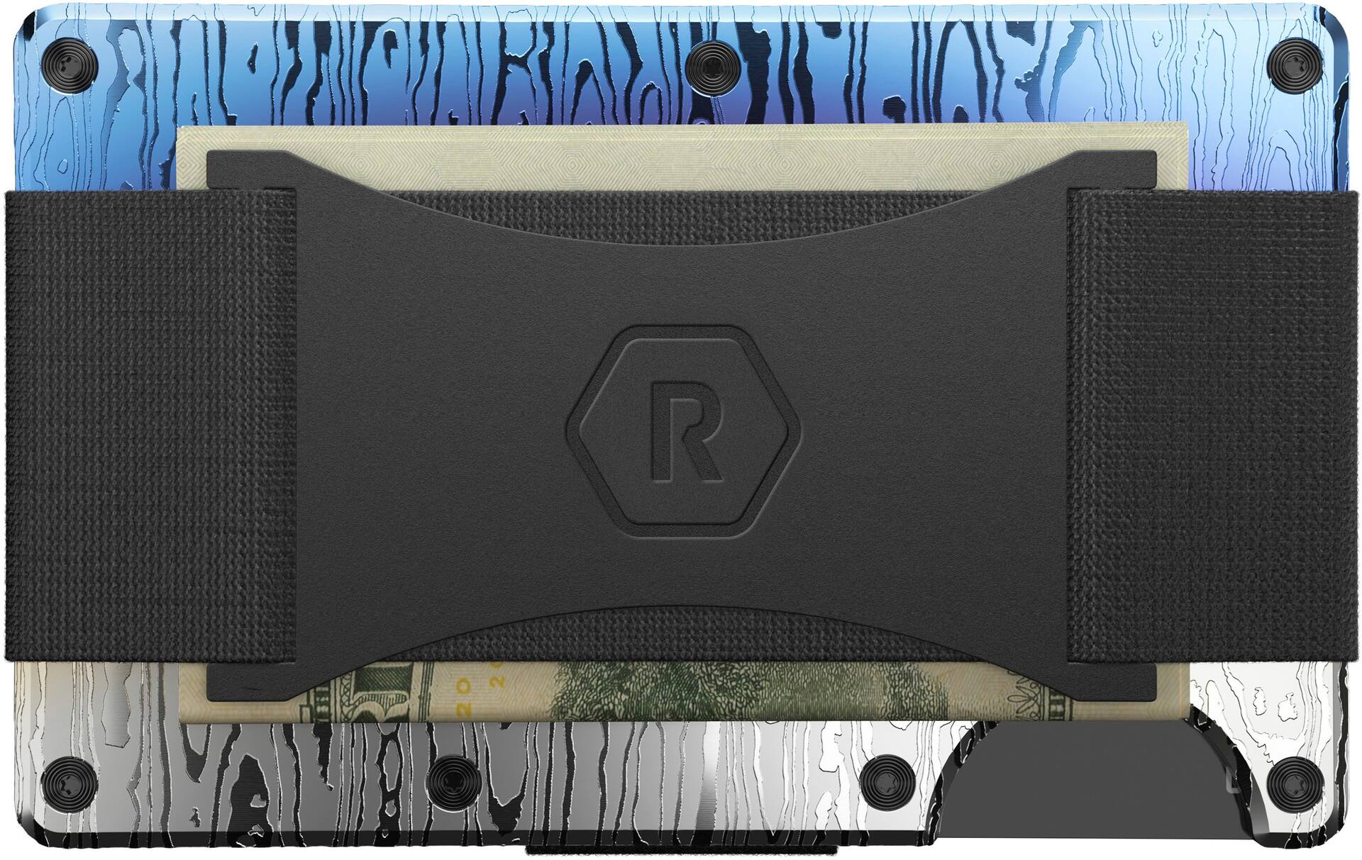 Damascus Ridge Wallet The Ridge Wallet Burnt Damascus Cash Strap with Money Clip Burnt ...
