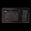The image features a black wallet with a red design, which is placed inside a black box. The wallet is made of carbon fiber material, and it has a sleek and modern appearance. The box itself is also black, and it is designed to protect and store the wallet. The combination of the black wallet and the black box creates a visually appealing and sophisticated presentation.