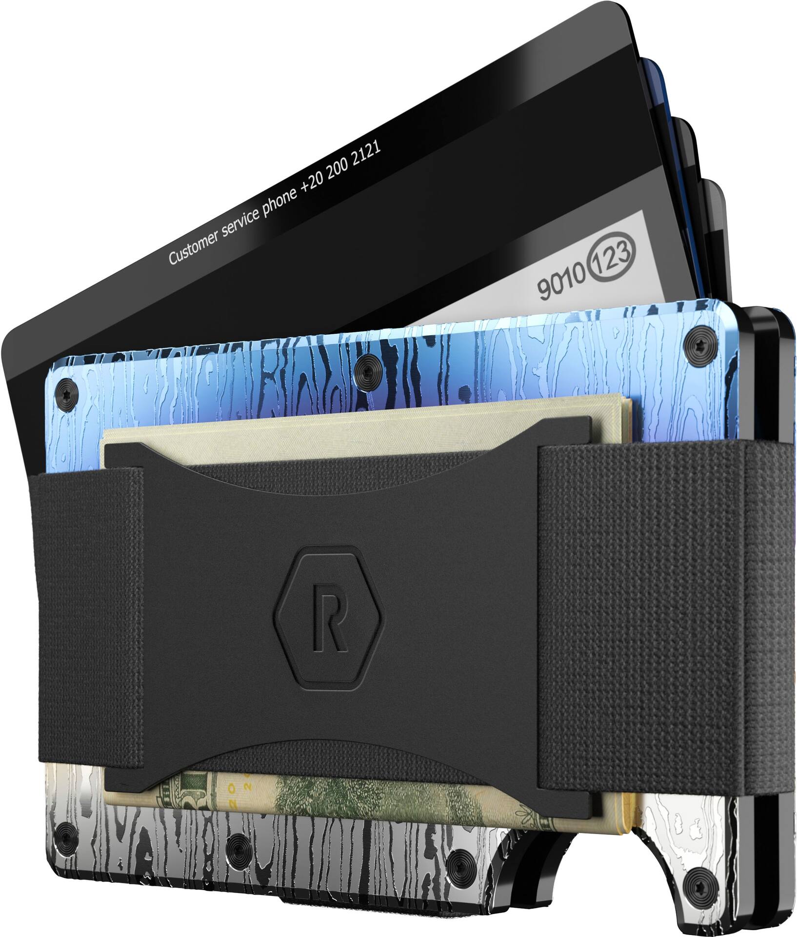 Damascus Ridge Wallet The Ridge Wallet Burnt Damascus Cash Strap with Money Clip Burnt ...