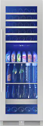 Zephyr - Presrv 24 in. 54-Bottle and 161-Can Dual Zone Full Size Wine and Beverage Cooler - Stainless Steel/Glass