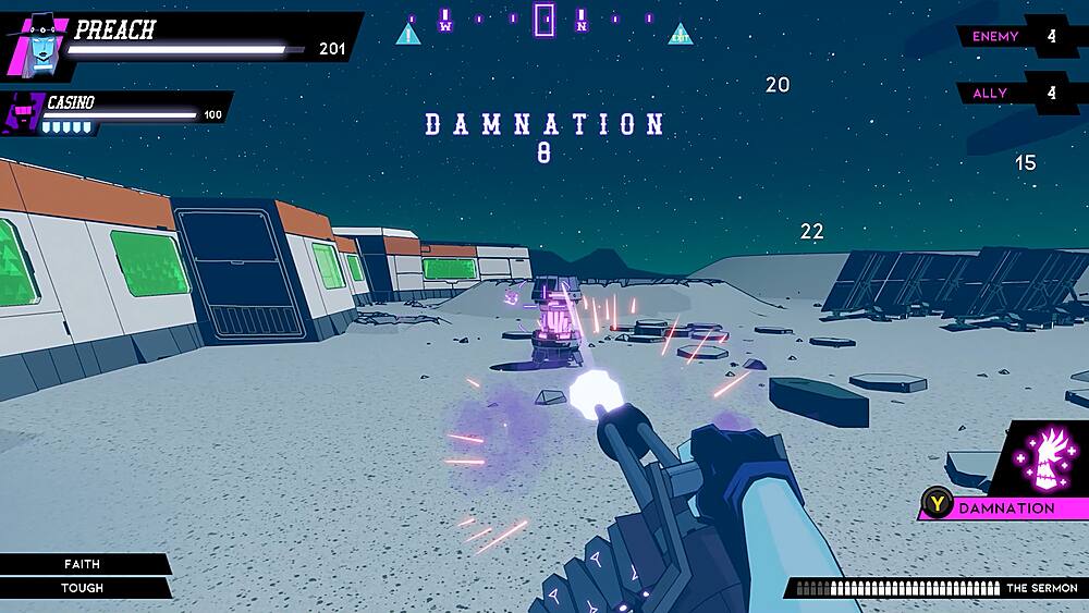 PREACH 201 ! I  I  I EXIT ENEMY 4 CASINO 100 DAMNATION 8 20 ALLY 15 4 22 Y DAMNATION FAITH TOUGH THE SERMON