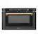 Front. ZLINE - Autograph Edition 24 in. Built-in Microwave Drawer in Black Stainless Steel and Gold Accents.