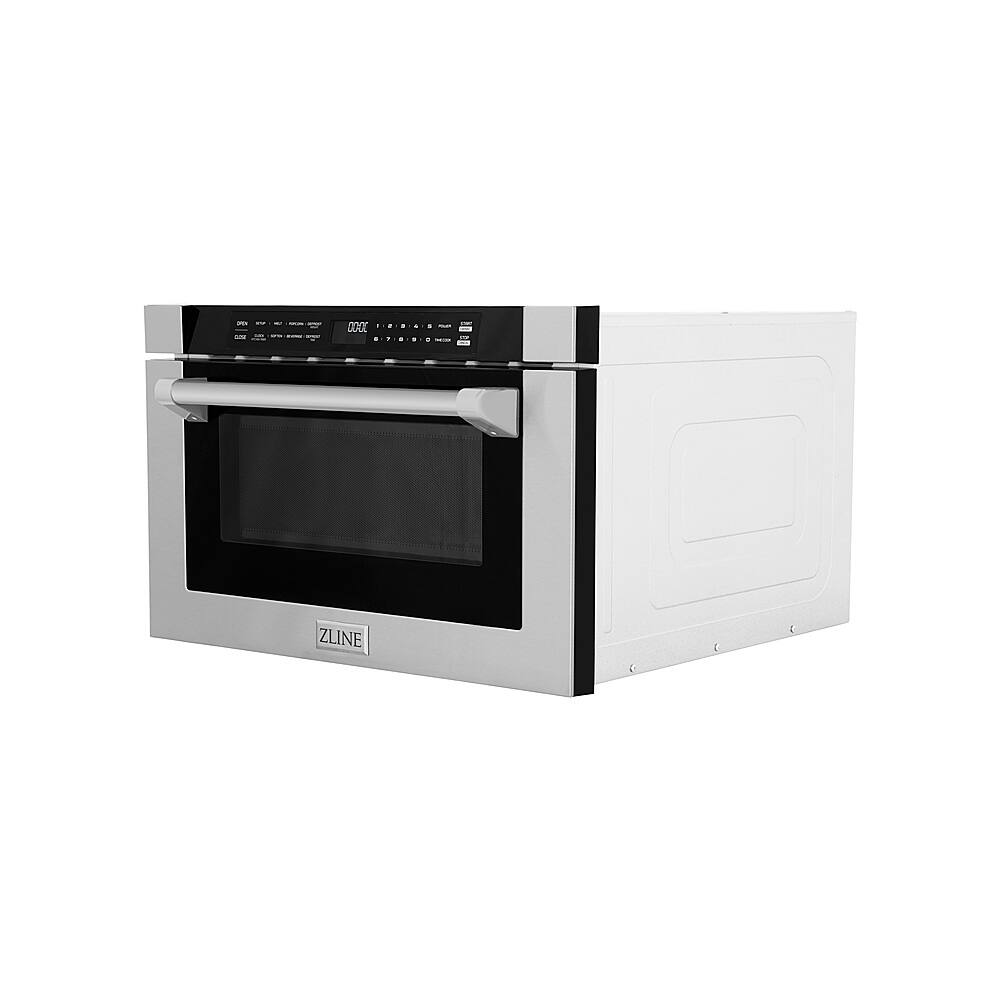 Angle. ZLINE - ZLINE 24" 1.2 cu. ft. Built-in Microwave Drawer with a Traditional Handle in Stainless Steel.