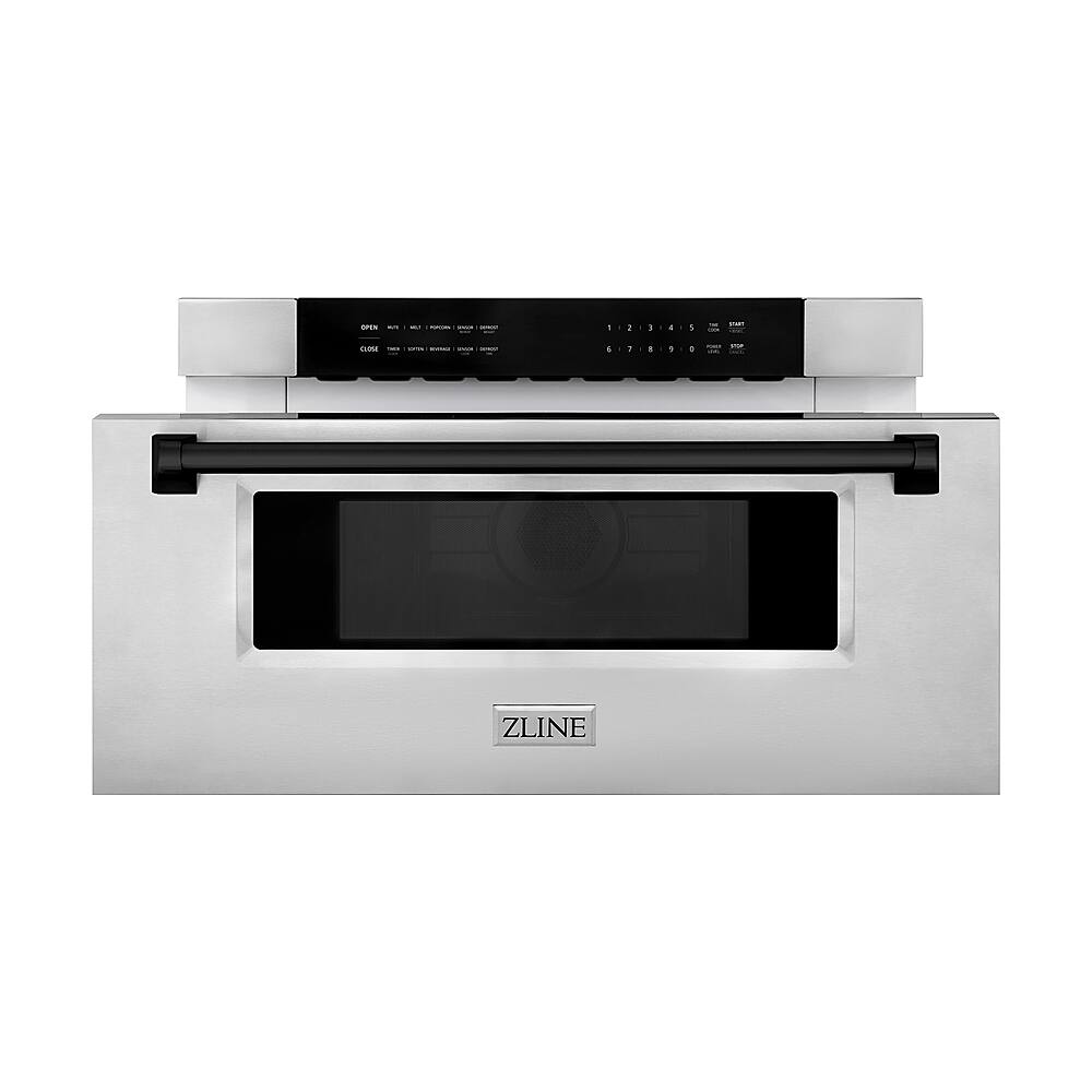 Angle. ZLINE - 30" 1.2 cu. ft. Built-In Microwave Drawer in Stainless Steel with Matte Black Accents.