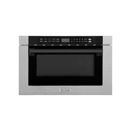 ZLINE - Autograph 24 in. Microwave Drawer with Traditional Handle in Satin Steel and Black Accents - Stainless Steel and Matte Black Accents