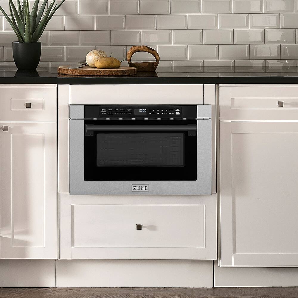 Alt View 13. ZLINE - Autograph Edition 24" 1.2 cu. ft. Built-in Microwave Drawer in Resistant Stainless Steel and Matte Black Accents.