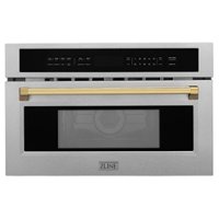 ZLINE - Autograph 30" 1.6 cu ft. Built-in Convection Microwave Oven in Stainless Steel and Polished Gold Accents - Front_Zoom