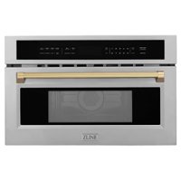 ZLINE - 30" 1.6 cu ft. Built-in Convection Microwave Oven in Fingerprint Resistant Stainless and Champagne Bronze Accents - Front_Zoom