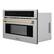 Left. ZLINE - 30" 1.6 cu ft. Built-in Convection Microwave Oven in Fingerprint Resistant Stainless and Champagne Bronze Accents.