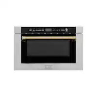 ZLINE - Autograph Edition 24" 1.2 cu. ft. Built-in Microwave Drawer in - Stainless Steel and Champagne Bronze Accents - Front_Zoom