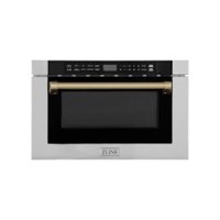 ZLINE - Autograph Edition 24" 1.2 cu. ft. Built-in Microwave Drawer in Stainless Steel and Champagne Bronze Accents - Front_Zoom