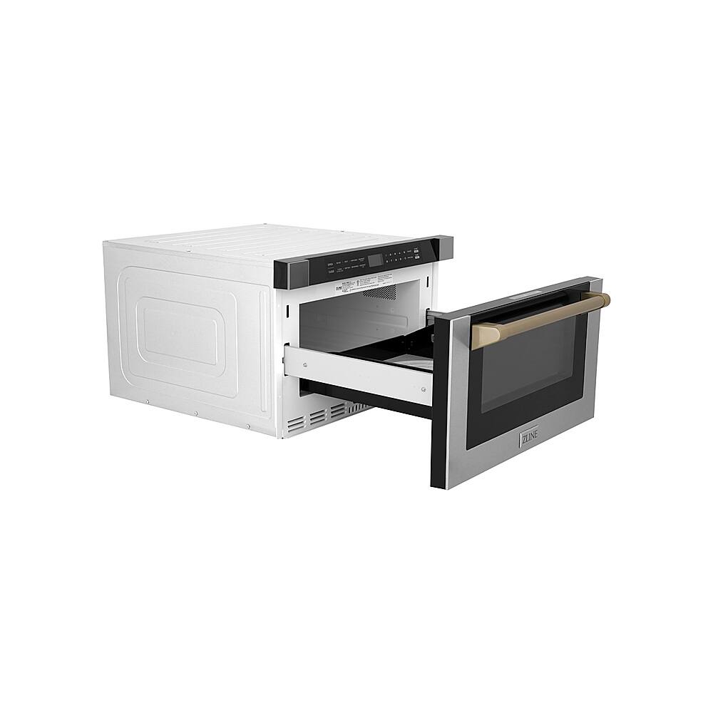 Alt View 1. ZLINE - Autograph Edition 24" 1.2 cu. ft. Built-in Microwave Drawer in Stainless Steel and Champagne Bronze Accents.