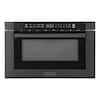 Front. ZLINE - 24 in. Built-in Microwave Drawer with a Traditional Handle in Black Stainless Steel.