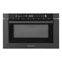 ZLINE - 24 in. Built-in Microwave Drawer with a Traditional Handle - Black Stainless Steel - Front_Zoom