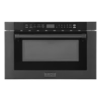 ZLINE - 24 in. Built-in Microwave Drawer with a Traditional Handle in Black Stainless Steel - Front_Zoom