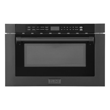 ZLINE - 24" 1.2 Built-in Microwave Drawer with a Traditional Handle in Black Stainless Steel
