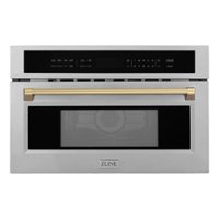 ZLINE - Autograph Edition 30" 1.6 cu ft. Built-in Convection Microwave Oven in Stainless Steel and Champagne Bronze Accents - Front_Zoom