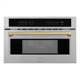 ZLINE - Autograph Edition 30" 1.6 cu ft. Built-in Convection Microwave Oven and Champagne Bronze Accents - Stainless Steel
