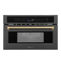ZLINE - Autograph 30" 1.6 cu ft. Built-in Convection Microwave Oven in Black Stainless Steel and Champagne Bronze Accents - Front_Zoom
