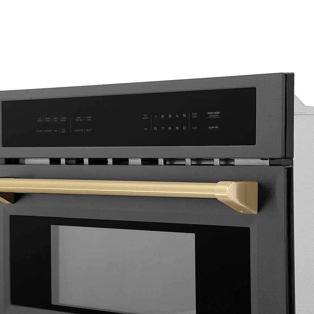 Alt View 14. ZLINE - Autograph 30" 1.6 cu ft. Built-in Convection Microwave Oven in Black Stainless Steel and Champagne Bronze Accents.