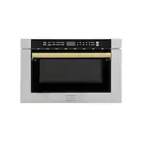 ZLINE - Autograph Edition 24" 1.2 cu. ft. Built-in Microwave Drawer in - Stainless Steel and Gold Accents - Front_Zoom