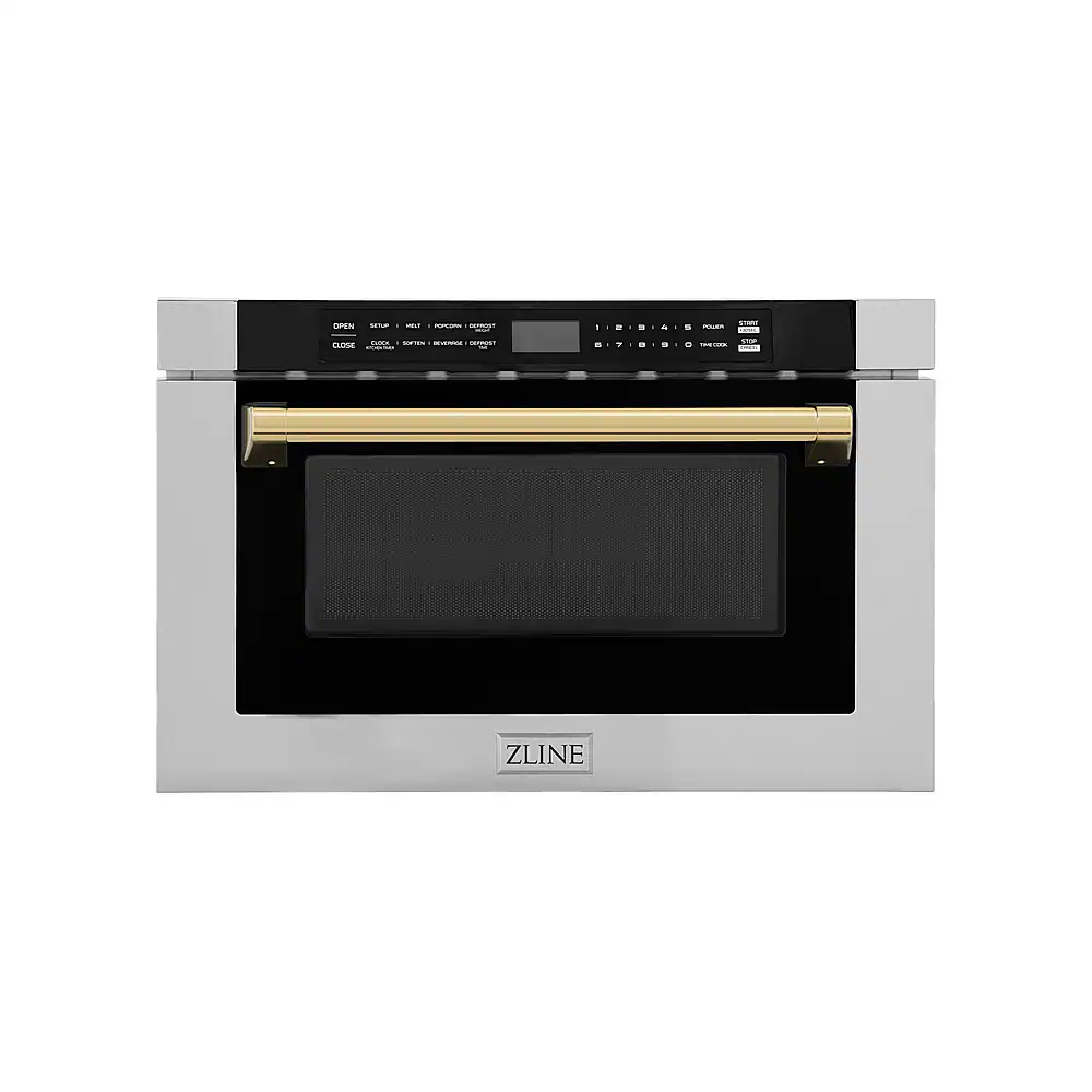 ZLINE - Autograph Edition 24" 1.2 cu. ft. Built-in Microwave Drawer in - Stainless Steel and Gold Accents