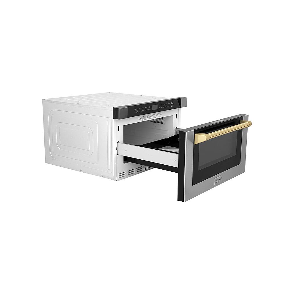 Alt View 1. ZLINE - Autograph Edition 24" 1.2 cu. ft. Built-in Microwave Drawer in Stainless Steel and Gold Accents.