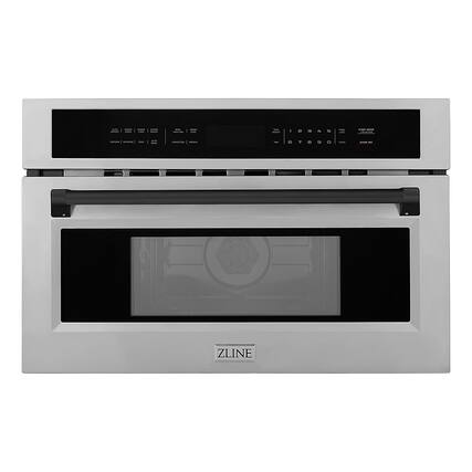 Front. ZLINE - Autograph Edition 30" 1.6 cu ft. Built-in Convection Microwave Oven in Stainless Steel and Matte Black Accents.