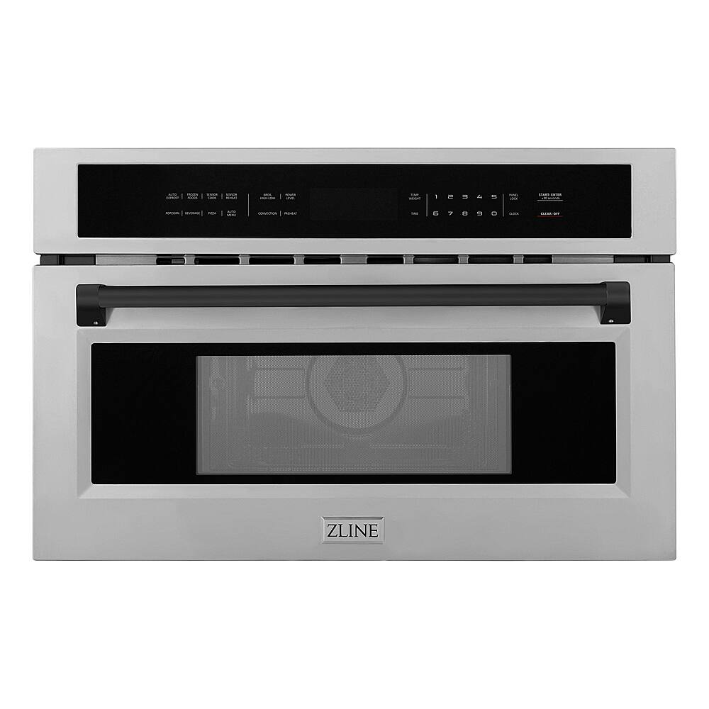 ZLINE - Autograph Edition 30" 1.6 cu ft. Built-in Convection Microwave Oven and Matte Black Accents - Stainless Steel