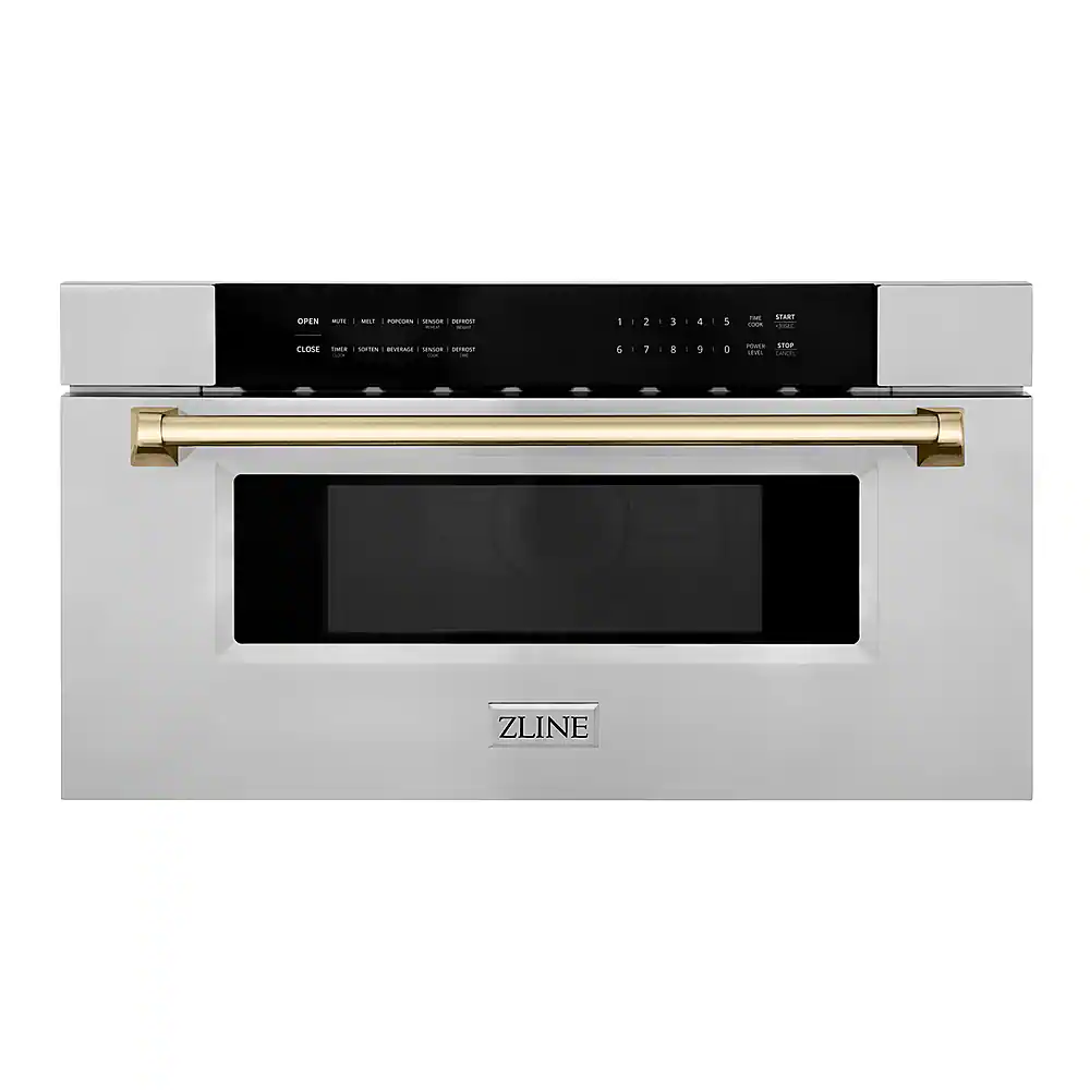 ZLINE - 30" 1.2 cu. ft. Built-In Microwave Drawer in Stainless Steel with Gold Accents - Stainless Steel and Gold Accents