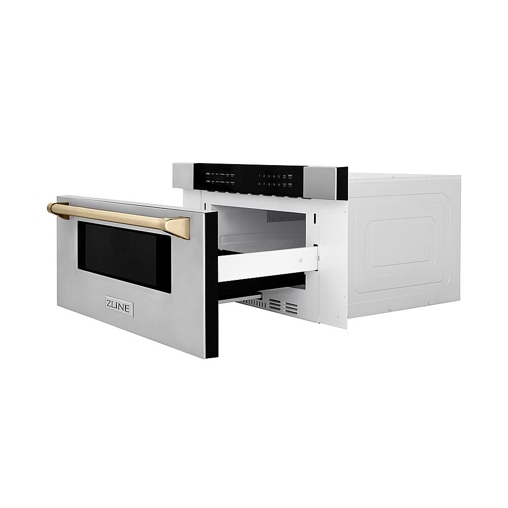 Alt View 1. ZLINE - 30" 1.2 cu. ft. Built-In Microwave Drawer in Stainless Steel with Gold Accents.