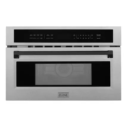 Front. ZLINE - Autograph 30" 1.6 cu ft. Built-in Convection Microwave Oven in Fingerprint Resistant Stainless and Matte Black Accents.