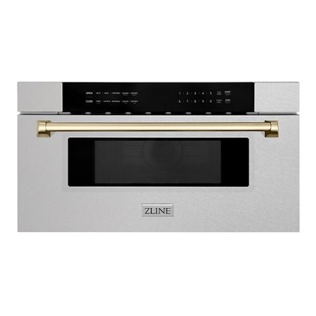ZLINE - Autograph Edition 30" 1.2 cu. ft. Built-In Microwave Drawer in Stainless Steel with Gold Accents