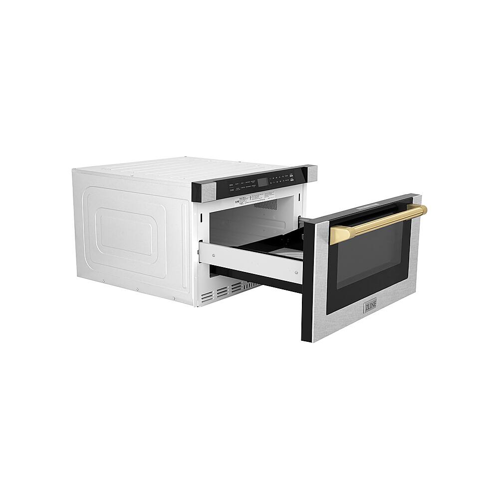 Alt View 1. ZLINE - Autograph Edition 24" 1.2 cu. ft. Built-in Microwave Drawer in Fingerprint Resistant Stainless Steel and Gold Accents.