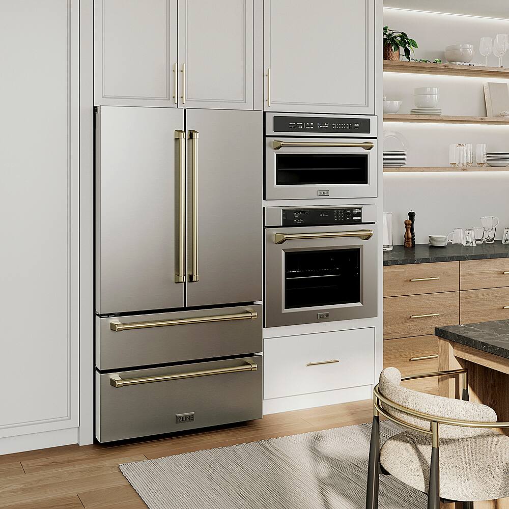 Alt View 11. ZLINE - Autograph Edition 30" 1.6 cu ft. Built-in Convection Microwave Oven in Stainless Steel and Polished Gold Accents.