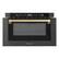Angle. ZLINE - Autograph Edition 24 in. Built-in Microwave Drawer in Black Stainless Steel and Champagne Bronze Accents.