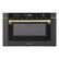 Front. ZLINE - Autograph Edition 24 in. Built-in Microwave Drawer in Black Stainless Steel and Champagne Bronze Accents.