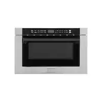 ZLINE - Autograph Edition 24" 1.2 cu. ft. Built-in Microwave Drawer in - Stainless Steel and Matte Black Accents - Front_Zoom