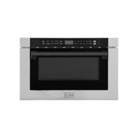 ZLINE - Autograph Edition 24" 1.2 cu. ft. Built-in Microwave Drawer in Stainless Steel and Matte Black Accents - Front_Zoom