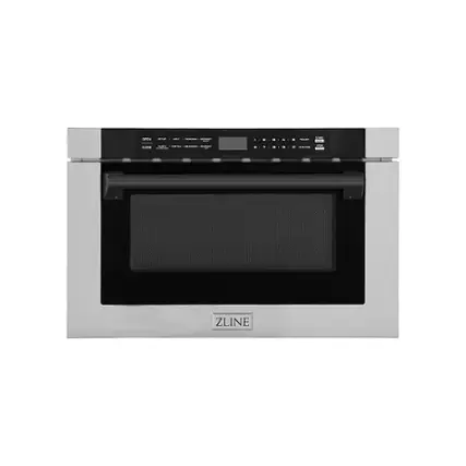 Front. ZLINE - Autograph Edition 24" 1.2 cu. ft. Built-in Microwave Drawer in Stainless Steel and Matte Black Accents.